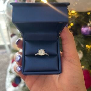 Cushion Cut Hidden Halo Engagement Ring